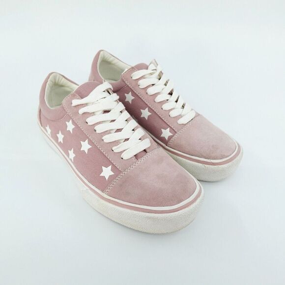 Steve Madden Leather Sneakers Womens 10 Pink Stars Platform 90s Retro - Picture 4 of 14